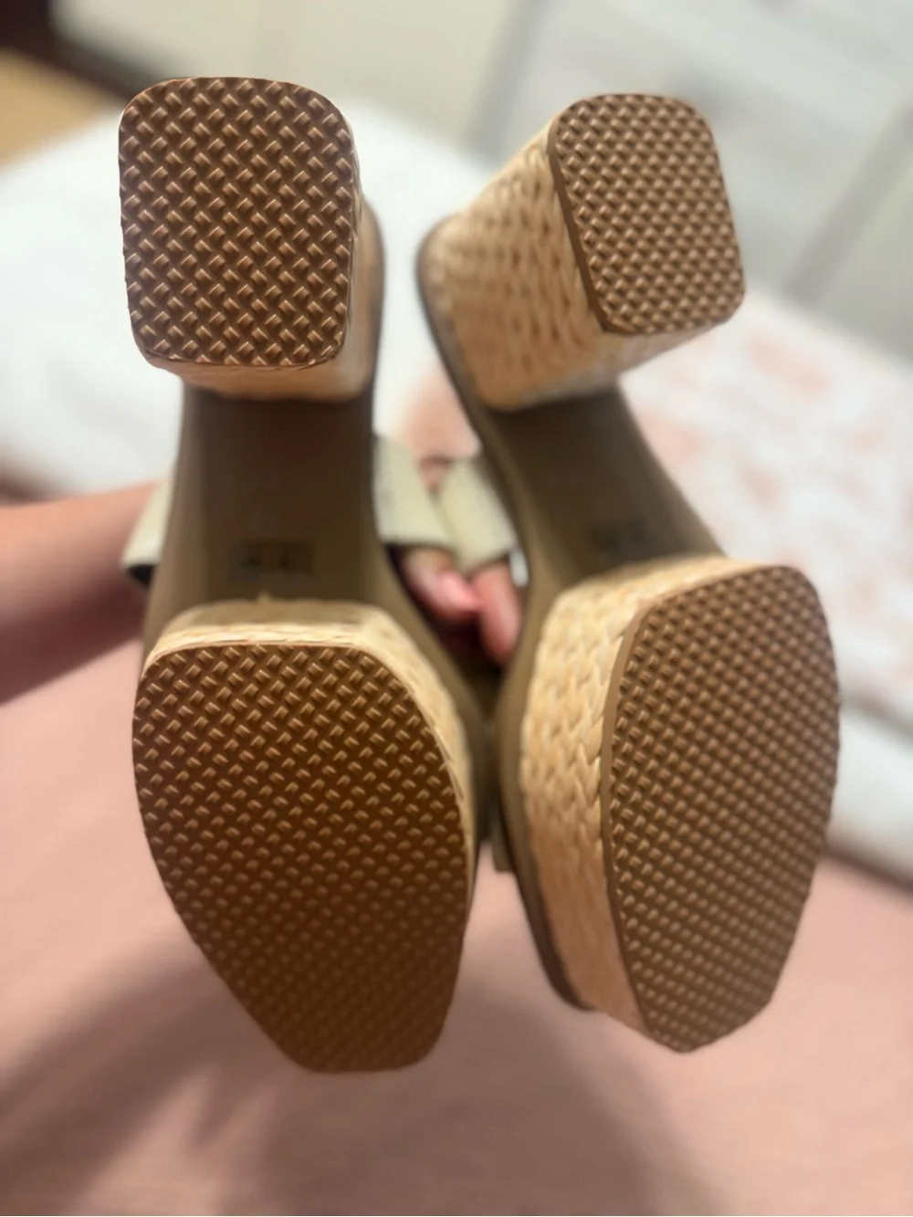Kelsi Dagger Cream Braided-Accent Platform Sandals size 8.5